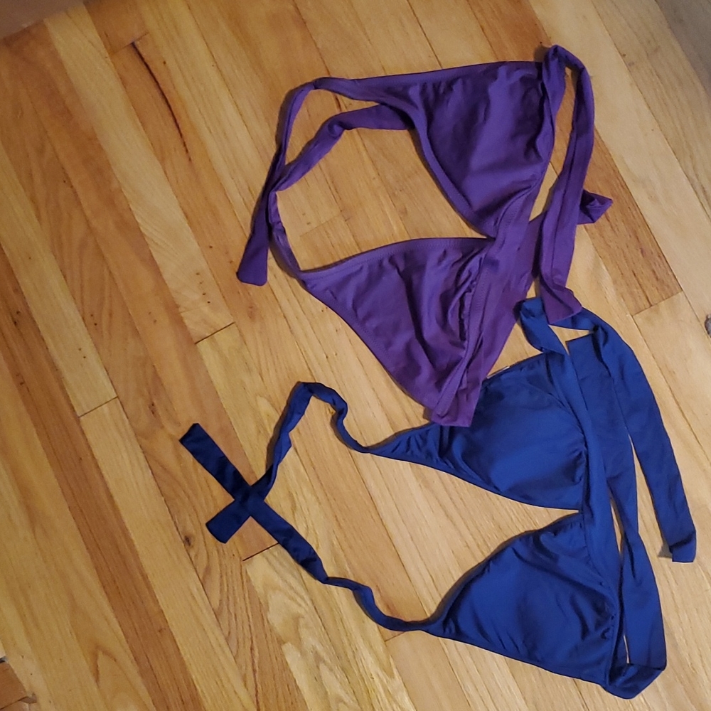 2 Halter Swimsuit top one blue, one purple